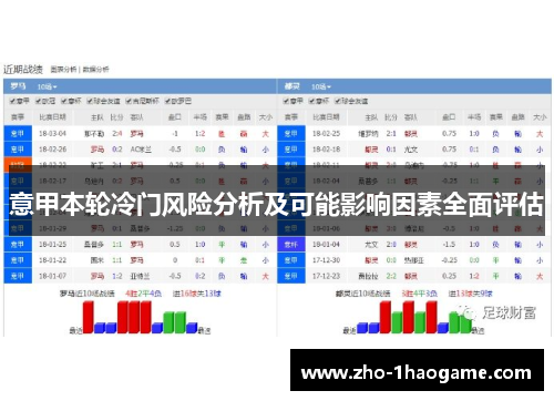 意甲本轮冷门风险分析及可能影响因素全面评估